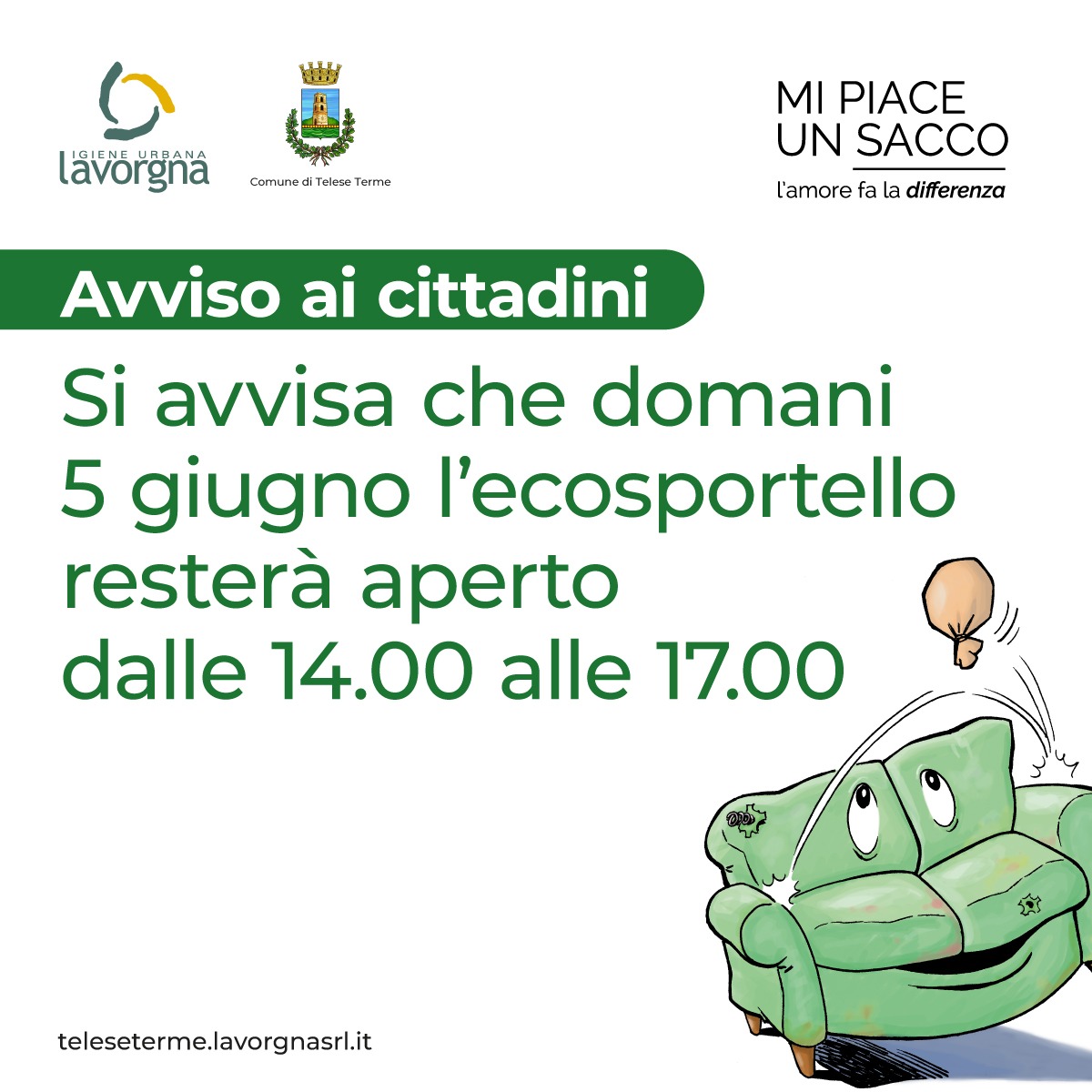 Variazione orari ecocentro per il giorno 5 giugno 2025