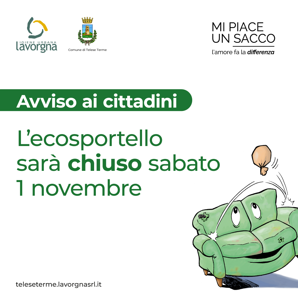 Chiusura ecosportello sabato 1° novembre 2025